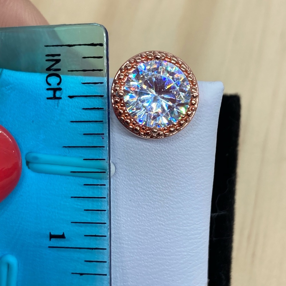 Rose Gold Plated CZ Stud Earrings - Picture 3 of 4